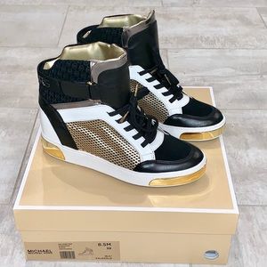 ✨ New Michael Kors Leather Wedge High-Top Sneaker